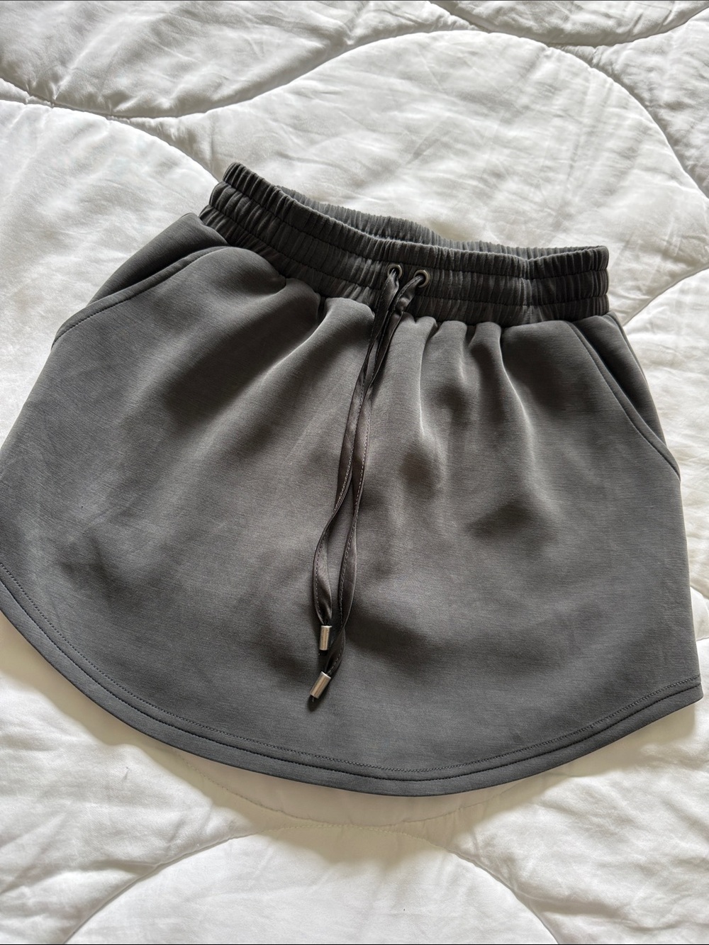 Charcoal Drawstring Waist Mini Skort